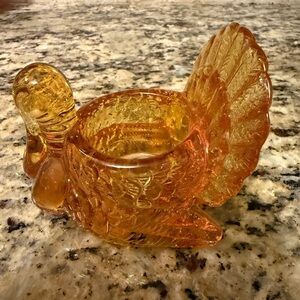 Mosser Glass Amber Vintage Turkey Toothpick Holder.
